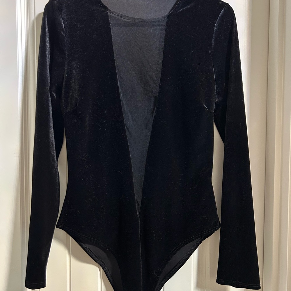 Fashion Nova Black Velvet Bodysuit